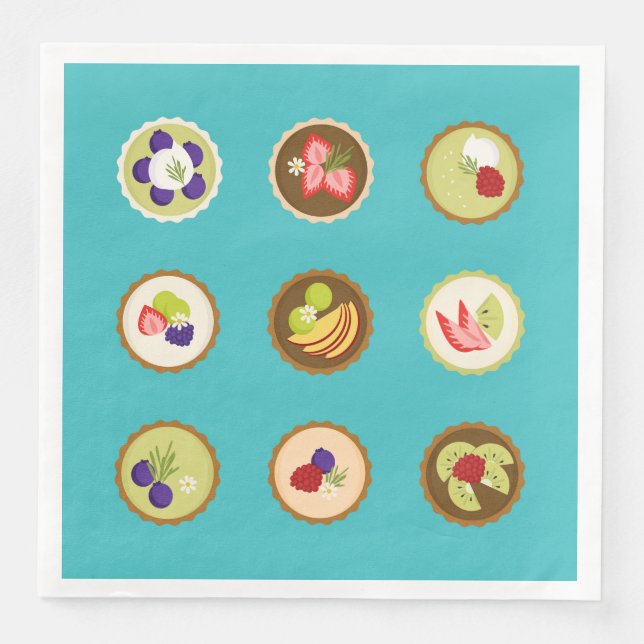 Servilleta De Papel De Cena Tartas de Frutas (Anverso)