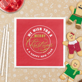 Servilleta De Papel De Cena Te deseamos una Feliz Navidad Rojo