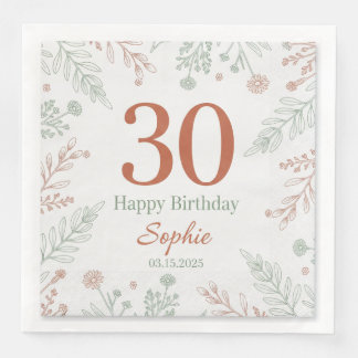 Servilleta De Papel De Cena Tela de Cumpleaños Personalizada con Letra Moderna