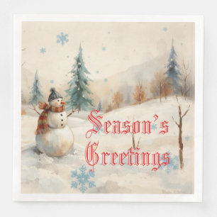 Servilleta De Papel De Cena Tema De Invierno De Snowman