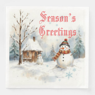 Servilleta De Papel De Cena Tema De Invierno De Snowman