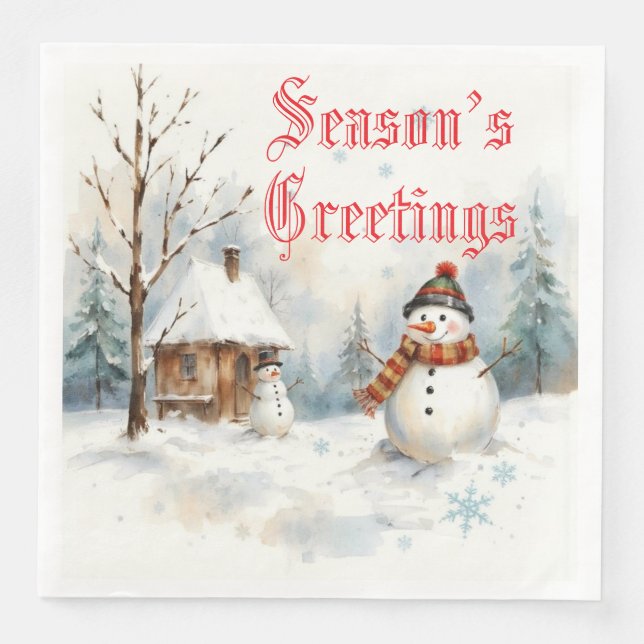Servilleta De Papel De Cena Tema De Invierno De Snowman (Anverso)