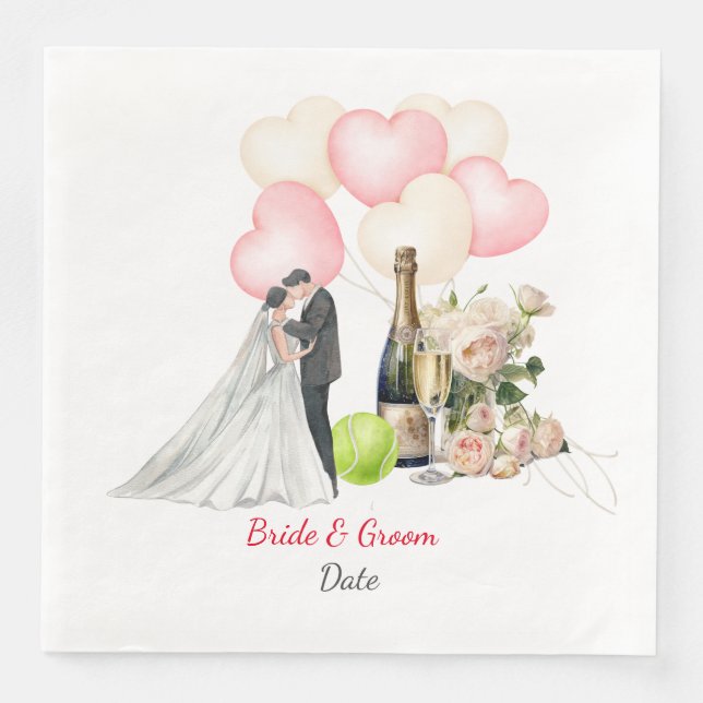 Servilleta De Papel De Cena Tema de los Bodas de tenis (Anverso)