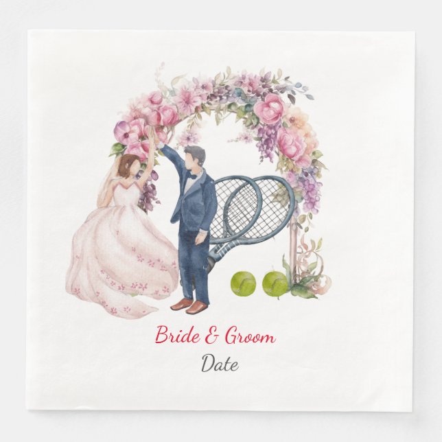 Servilleta De Papel De Cena Tema de los Bodas de tenis (Anverso)