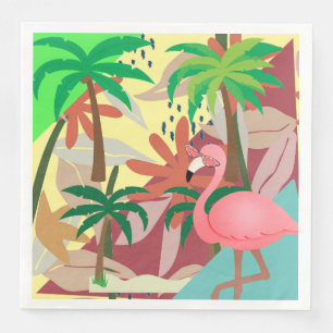 Servilleta De Papel De Cena Temática de verano de Flamingo