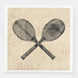 Servilleta De Papel De Cena Tennis Racas Raca Papel antiguo de tenis Racquet