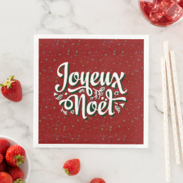 Servilleta De Papel De Cena Texto de Navidad francés Joyeux Noël 