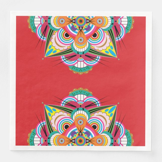 Servilleta De Papel De Cena Tiger Dragon Mandala Paper Napkins (Anverso)