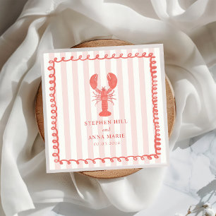 Servilleta De Papel De Cena Tiras de bogavante rosado Boda Napkin