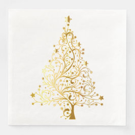 Servilleta De Papel De Cena Toallas de cena de papel de árbol de Navidad dorad
