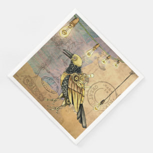 Servilleta De Papel De Cena Toallas de Cocktail Steampunk Crow