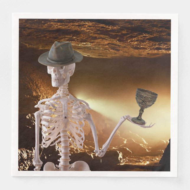 Servilleta De Papel De Cena Toallas para la cena, esqueleto de Halloween "Indy (Anverso)