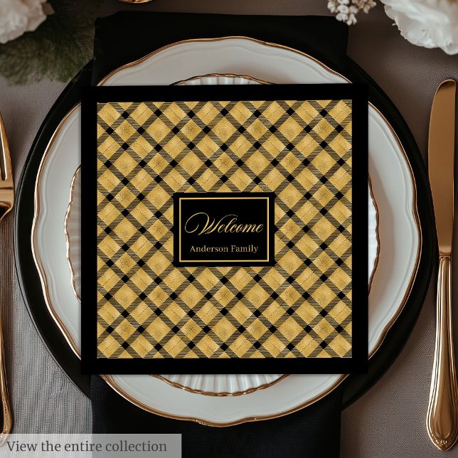 Servilleta De Papel De Cena Toallas personalizadas Black Gold Elegant Cumpleañ (Personalized Napkins Black Gold Elegant Birthday Style)