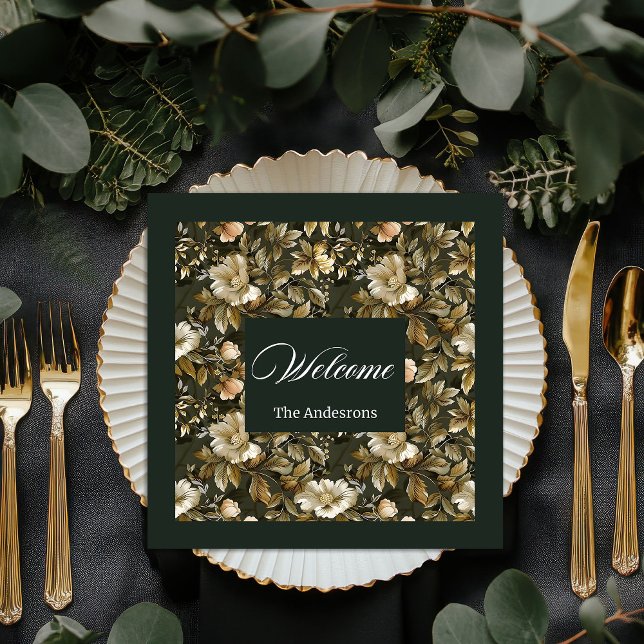 Servilleta De Papel De Cena Toallas verdes personalizadas Pastel Vibe Botánico (Personalized Green Napkins Botanical Pastel Vibe)