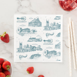 Servilleta De Papel De Cena Toile de Nashville Crepúsculo sobre Blanco
