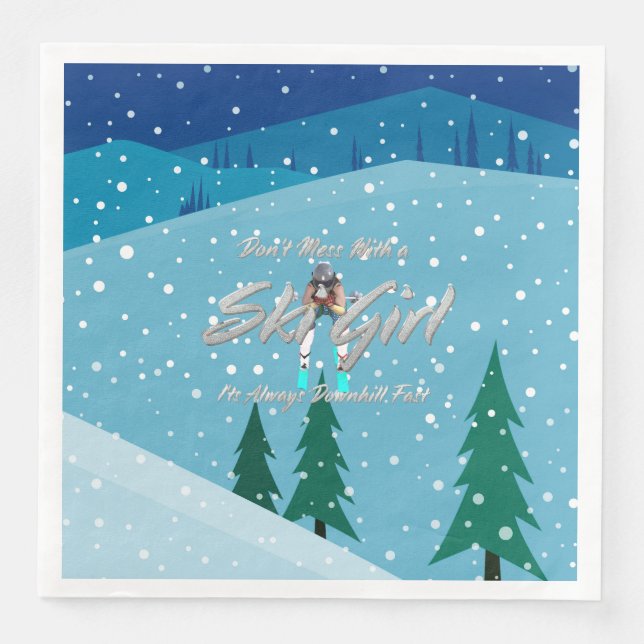 Servilleta De Papel De Cena TOP No te metas con el Chica de esquí (Anverso)