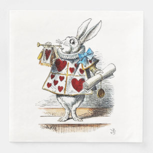 Servilleta De Papel De Cena Tote Corazón de Conejo Blanco Alice Wonderland