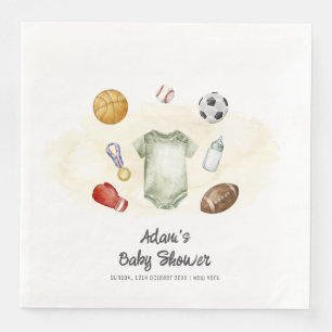 Servilleta De Papel De Cena Traje de baño de Watercolor All Star Sports para B