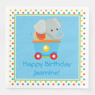 Servilleta De Papel De Cena Tren Circus Elefante Personalizado