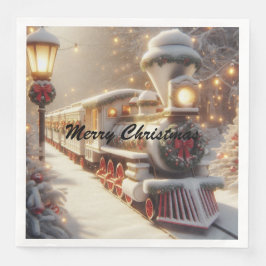 Servilleta De Papel De Cena Tren mágico de Navidades de invierno en Wonderland