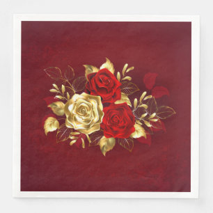 Servilleta De Papel De Cena Tres Rosas Joyas