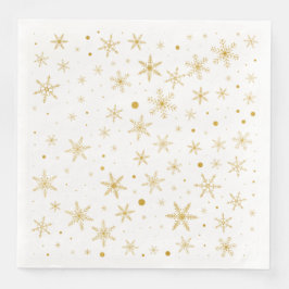 Servilleta De Papel De Cena Twinkle Snowflake 3 -Oro y blanco-