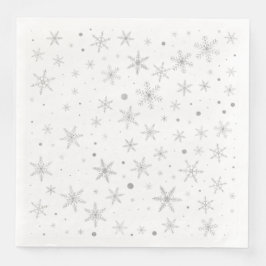 Servilleta De Papel De Cena Twinkle Snowflake -Gris plateado y blanco-