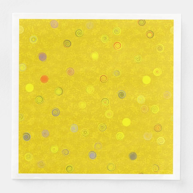 Servilleta De Papel De Cena Twisty Polka Dot Spiral Yellow Paper Party Napkins (Anverso)