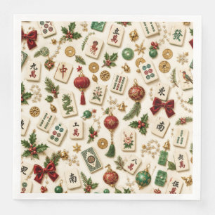Servilleta De Papel De Cena Una Navidad de Mahjong