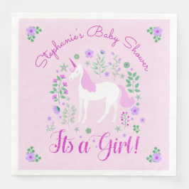 Servilleta De Papel De Cena Unicorn Es Un Baby Shower Rosa Chica Personalizado