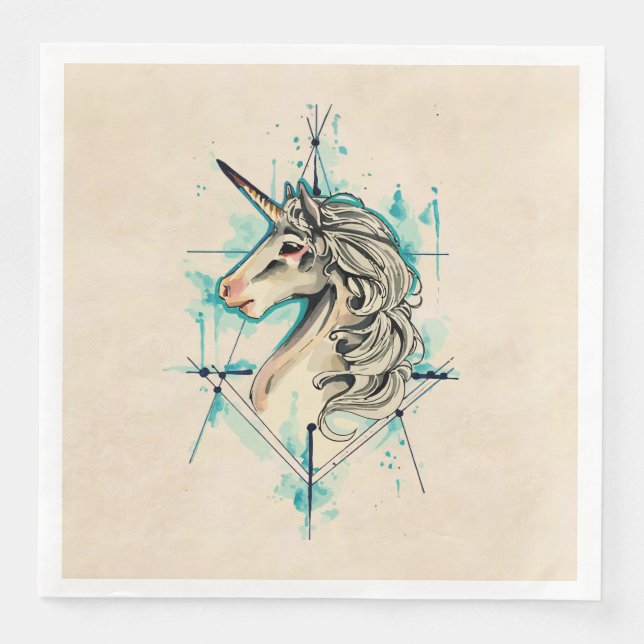 Servilleta De Papel De Cena Unicornio (Anverso)