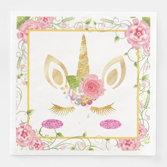 Servilleta De Papel De Cena Unicornio (Anverso)