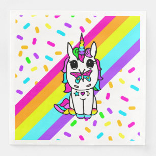 Servilleta De Papel De Cena Unicornio con mariposa en Nariz arco iris Sprinkle
