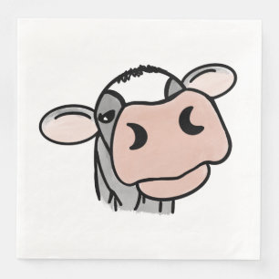 Servilleta De Papel De Cena vaca de dibujos animados negro blanco rosa beso gr