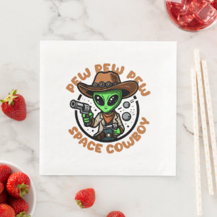 Servilleta De Papel De Cena Vaquero Espacial Alien Divertido