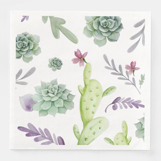 Servilleta De Papel De Cena Variedad de Cactus (Anverso)