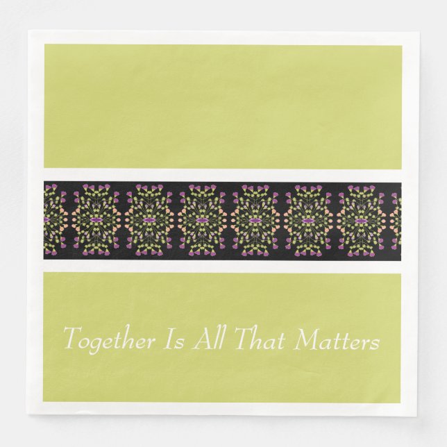 Servilleta De Papel De Cena Verde claro con negro (Anverso)