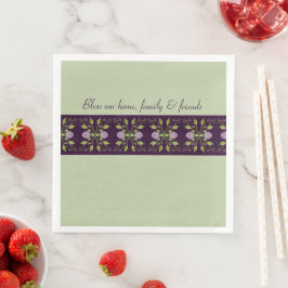 Servilleta De Papel De Cena Verde suave con morado oscuro