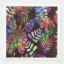 Servilleta De Papel De Cena Vibrant Dark Tropical Leaf Pattern Paper Napkin