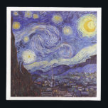 Servilleta De Papel De Cena Vincent Van Gogh Starry Night Vintage Bella Artes<br><div class="desc">Vincent van Gogh Starry Night Bella Artes Painting Starry Night es un cuadro del artista holandés post-impresionista Vincent van Gogh. El cielo azul nocturno está lleno de nubes, estrellas y una luna creciente brillante. La noche estrellada es la única noche de la serie de vistas desde la ventana de su...</div>