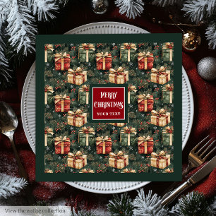 Servilleta De Papel De Cena Vintage acuarela Navidad regalos de borgoña