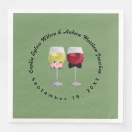 Servilleta De Papel De Cena Vintage Boho Couple Red and White Wine Boda