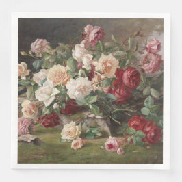 Servilleta De Papel De Cena Vintage E. Hariel Rosa Still Life