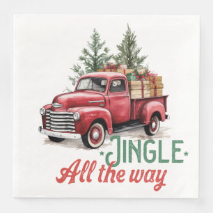 Servilleta De Papel De Cena Vintage Red Pickup Truck Jingle todo el camino