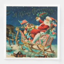 Vintage Santa Claus Sleigh Navidades