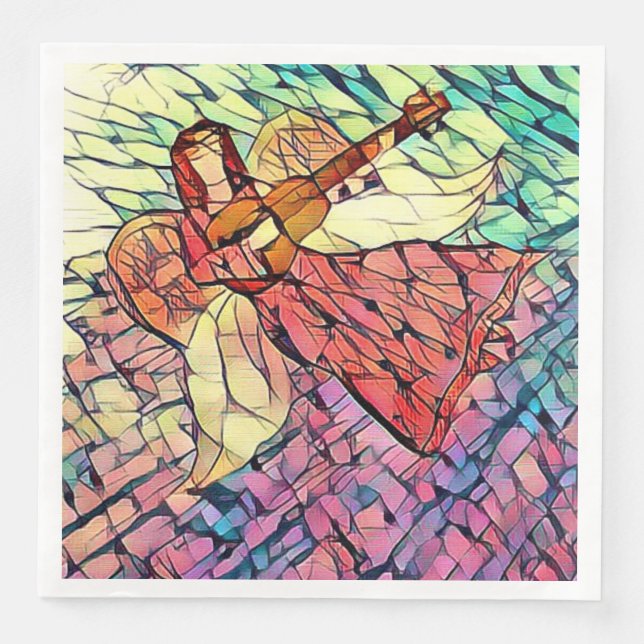 Servilleta De Papel De Cena Vista de cristal manchado de los ángeles (Anverso)