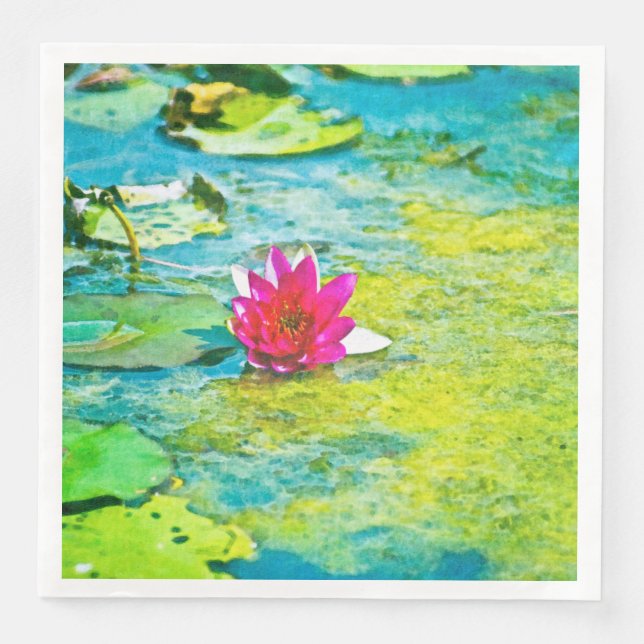 Servilleta De Papel De Cena Water Lily Lilypad (Anverso)