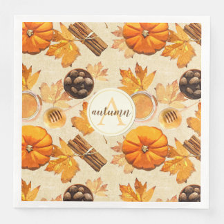 Servilleta De Papel De Cena Watercolor Otumn Magic Vintage Scents Monograma