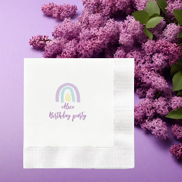 Servilleta De Papel De Cena Watercolor rainbow blue lilac yellow  Birthday 