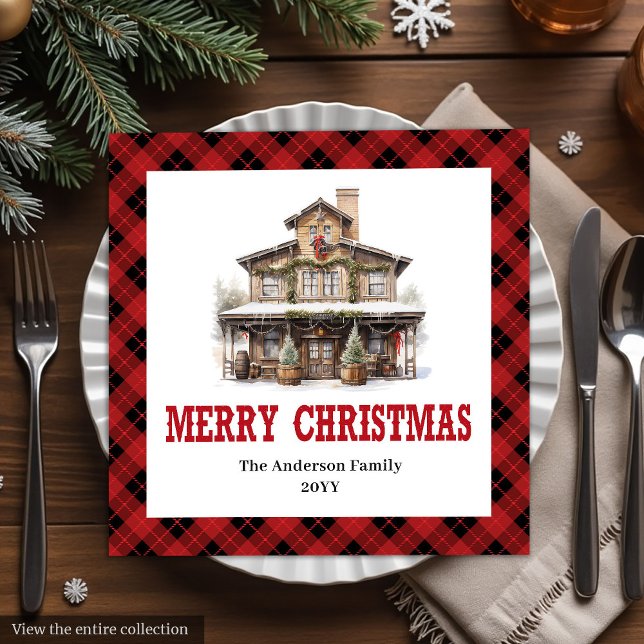 Servilleta De Papel De Cena Western Buffalo Plaid Christmas Paper Napkins (Western Buffalo Plaid Christmas Paper Napkins)